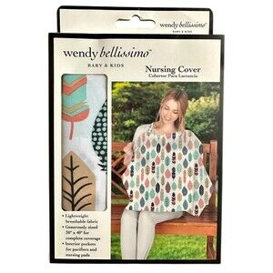 Wendy Bellissimo Nursing Cover with Interior Pockets, Feather, 30" x 40"
